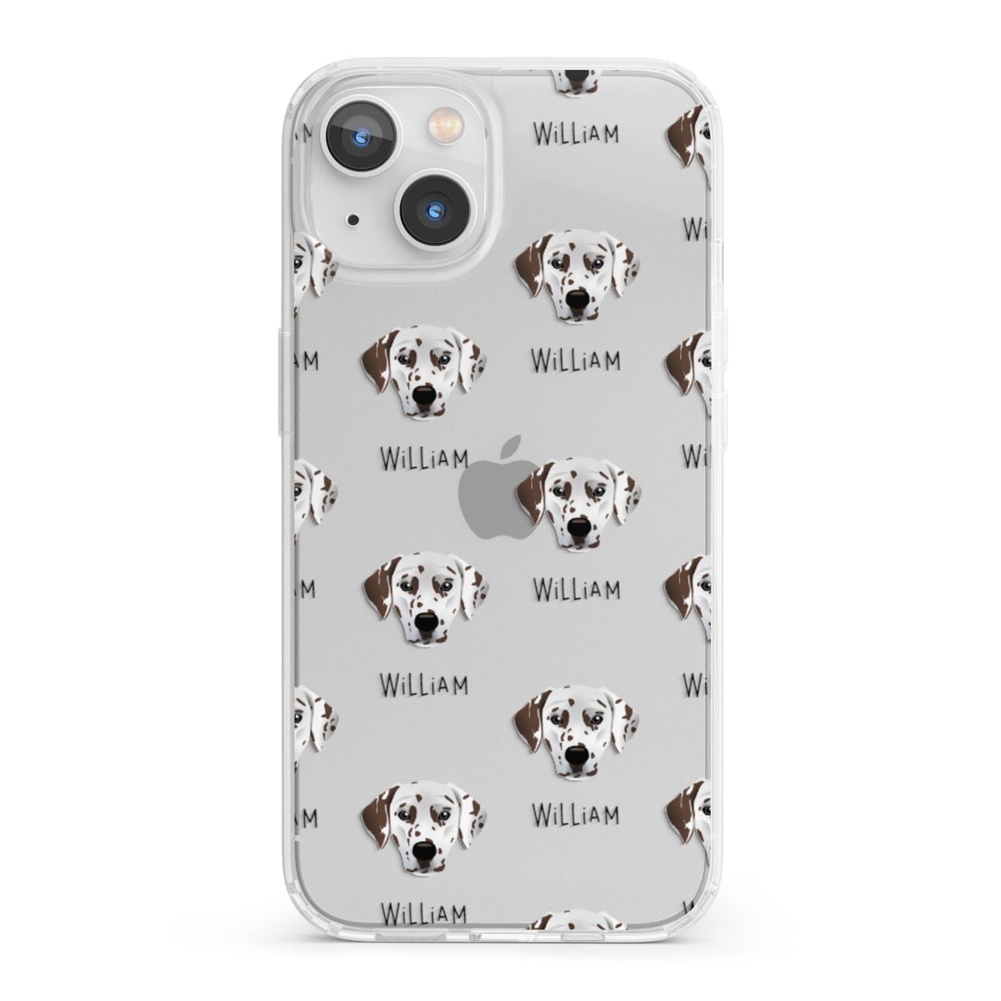 Dalmatian Icon with Name iPhone 13 Clear Bumper Case