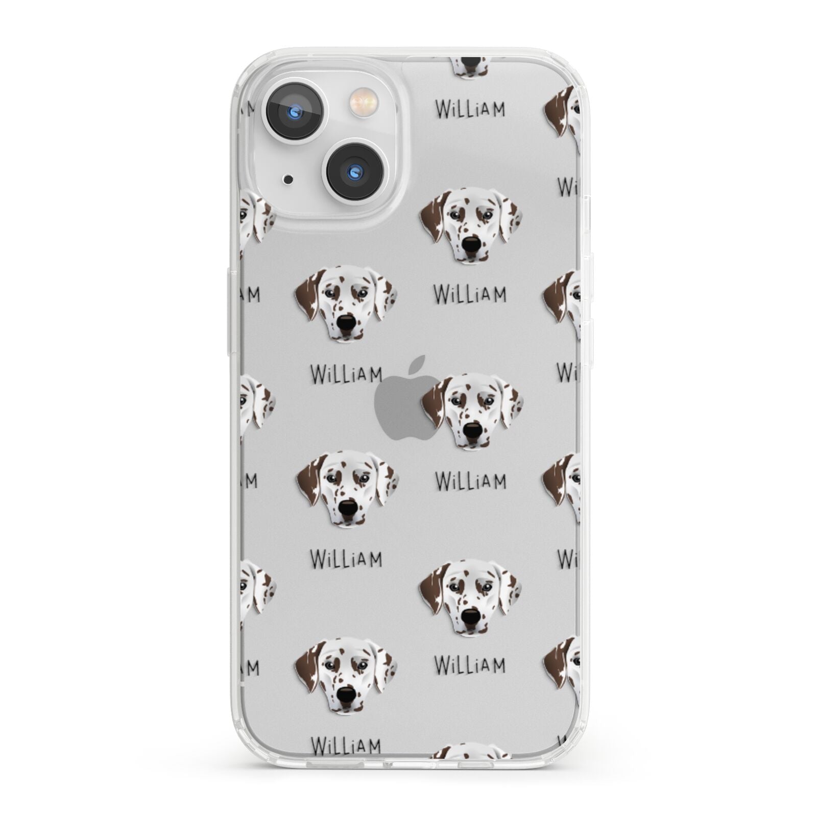 Dalmatian Icon with Name iPhone 13 Clear Bumper Case