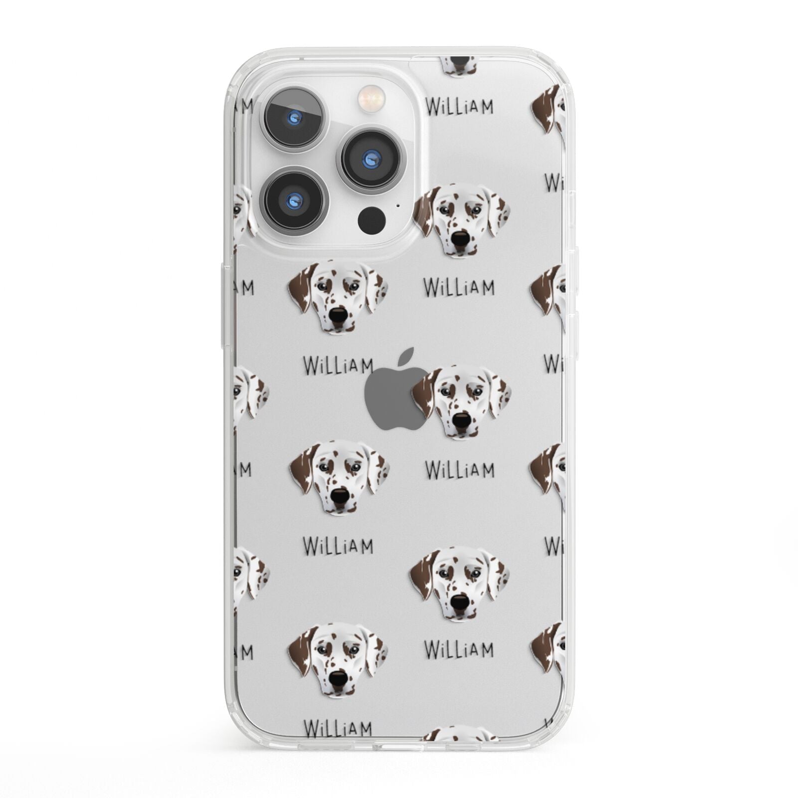 Dalmatian Icon with Name iPhone 13 Pro Clear Bumper Case