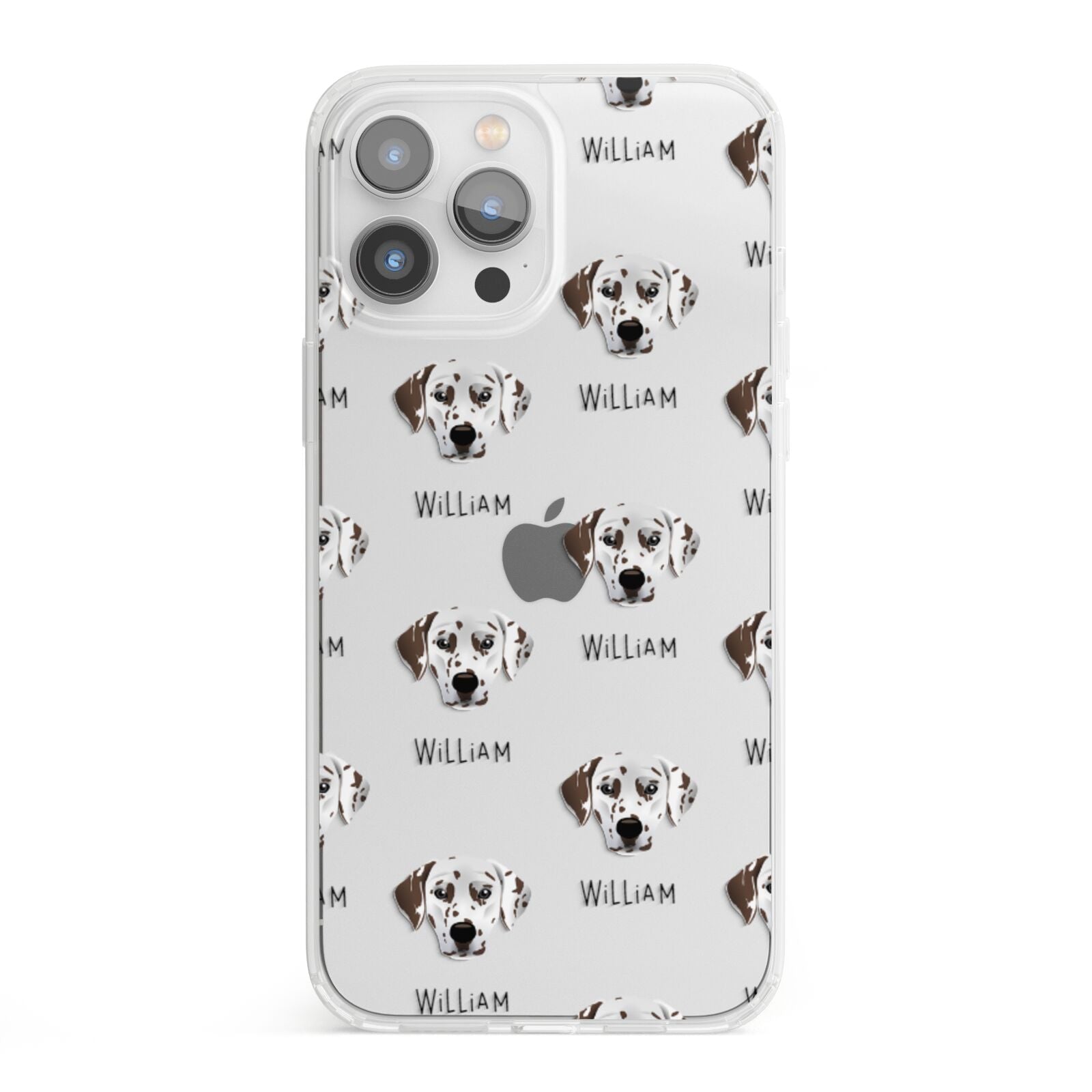 Dalmatian Icon with Name iPhone 13 Pro Max Clear Bumper Case