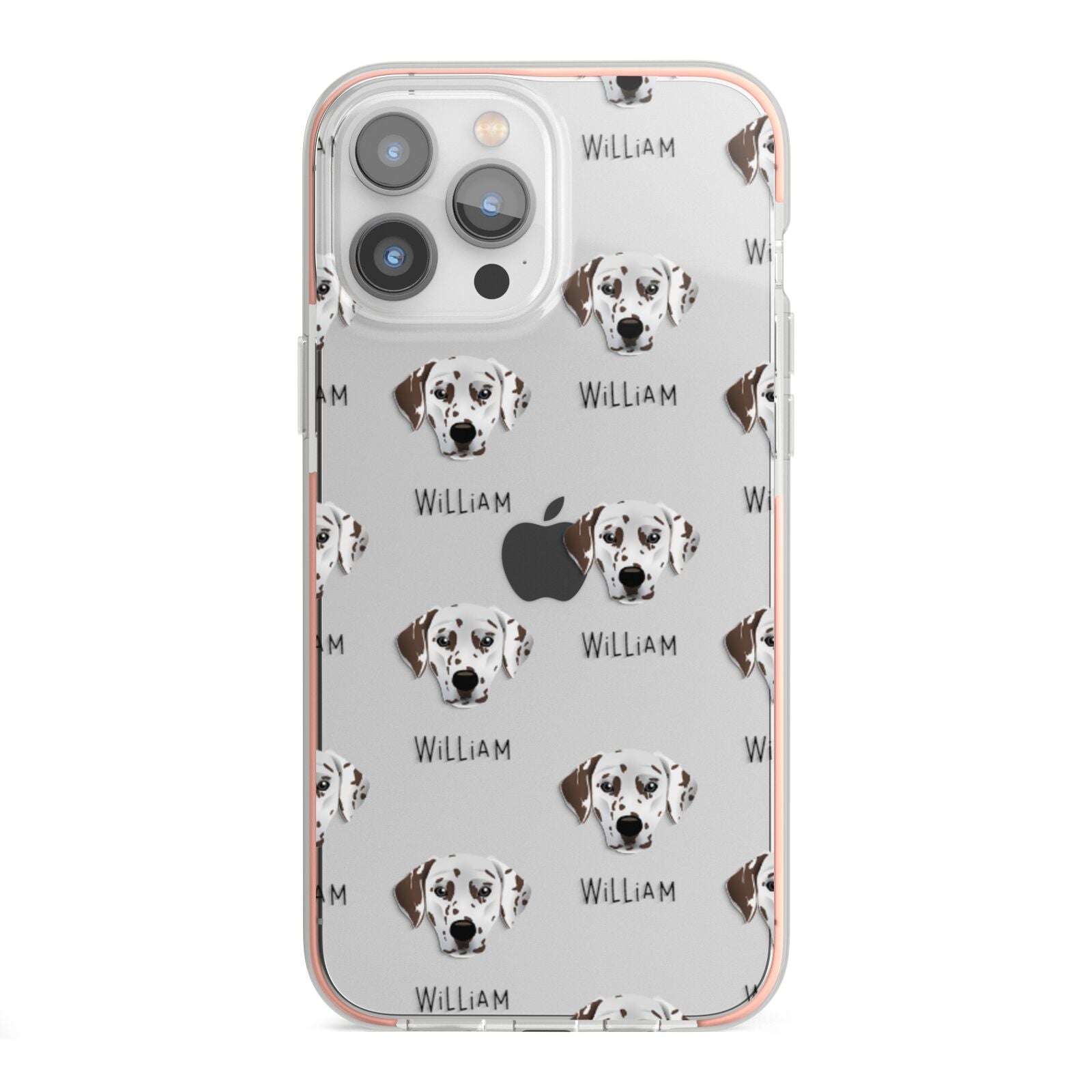 Dalmatian Icon with Name iPhone 13 Pro Max TPU Impact Case with Pink Edges