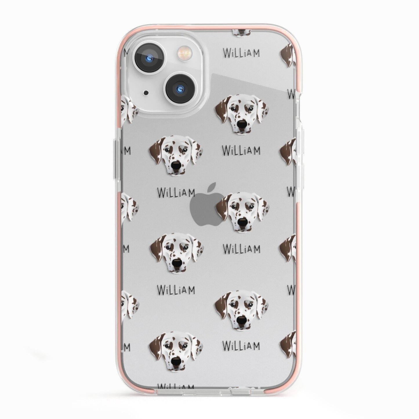 Dalmatian Icon with Name iPhone 13 TPU Impact Case with Pink Edges