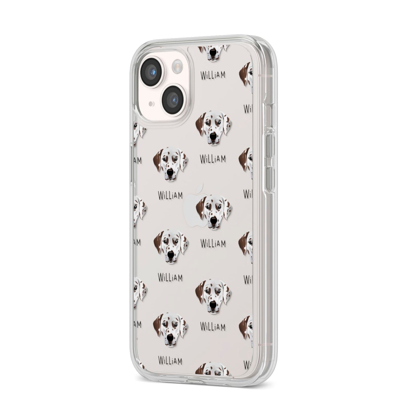 Dalmatian Icon with Name iPhone 14 Clear Tough Case Starlight Angled Image