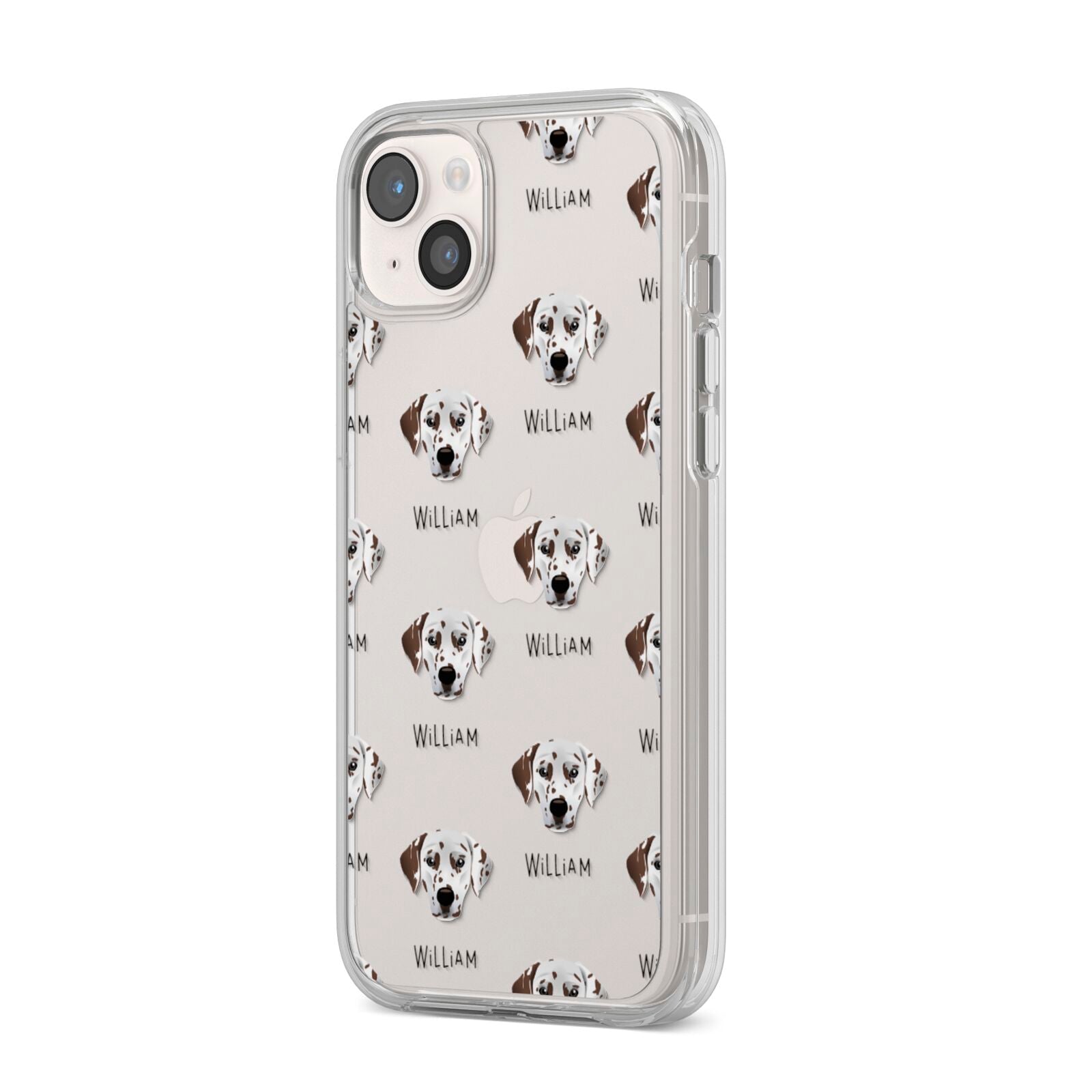 Dalmatian Icon with Name iPhone 14 Plus Clear Tough Case Starlight Angled Image
