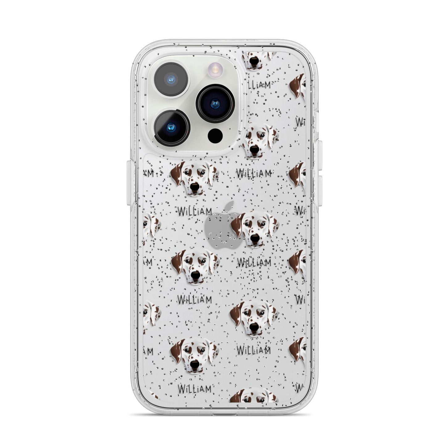 Dalmatian Icon with Name iPhone 14 Pro Glitter Tough Case Silver