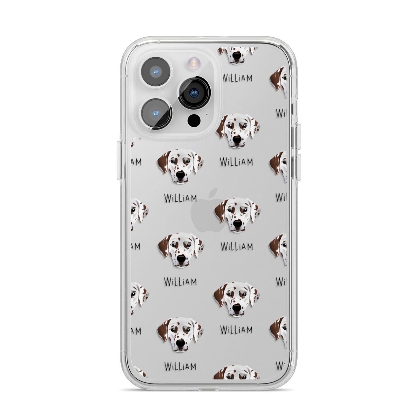 Dalmatian Icon with Name iPhone 14 Pro Max Clear Tough Case Silver