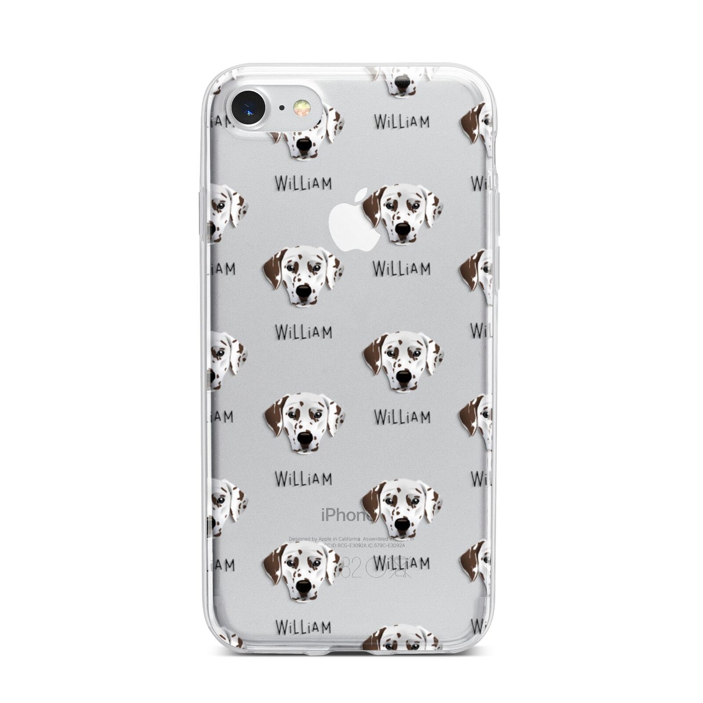 Dalmatian Icon with Name iPhone 7 Bumper Case on Silver iPhone