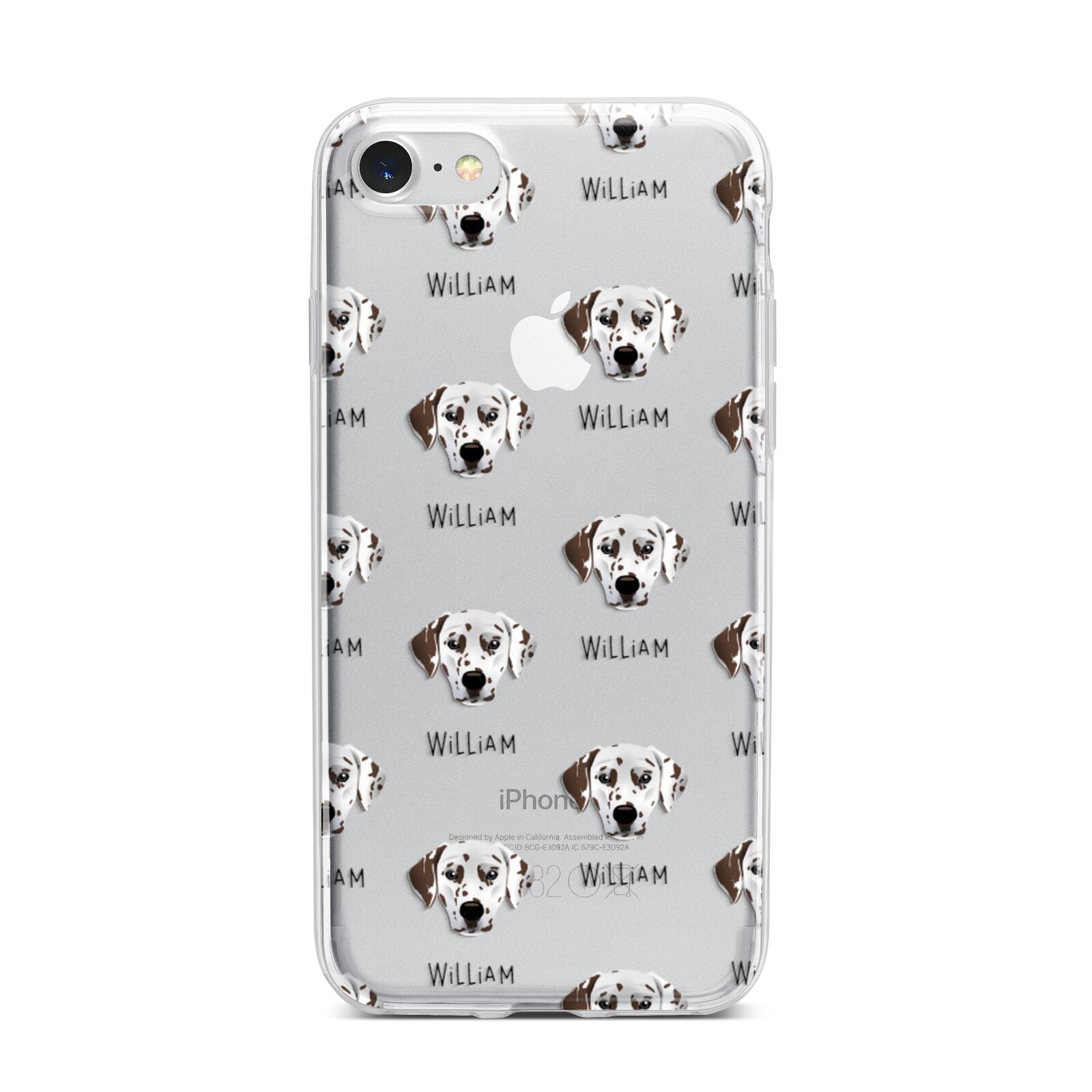 Dalmatian Icon with Name iPhone 7 Bumper Case on Silver iPhone