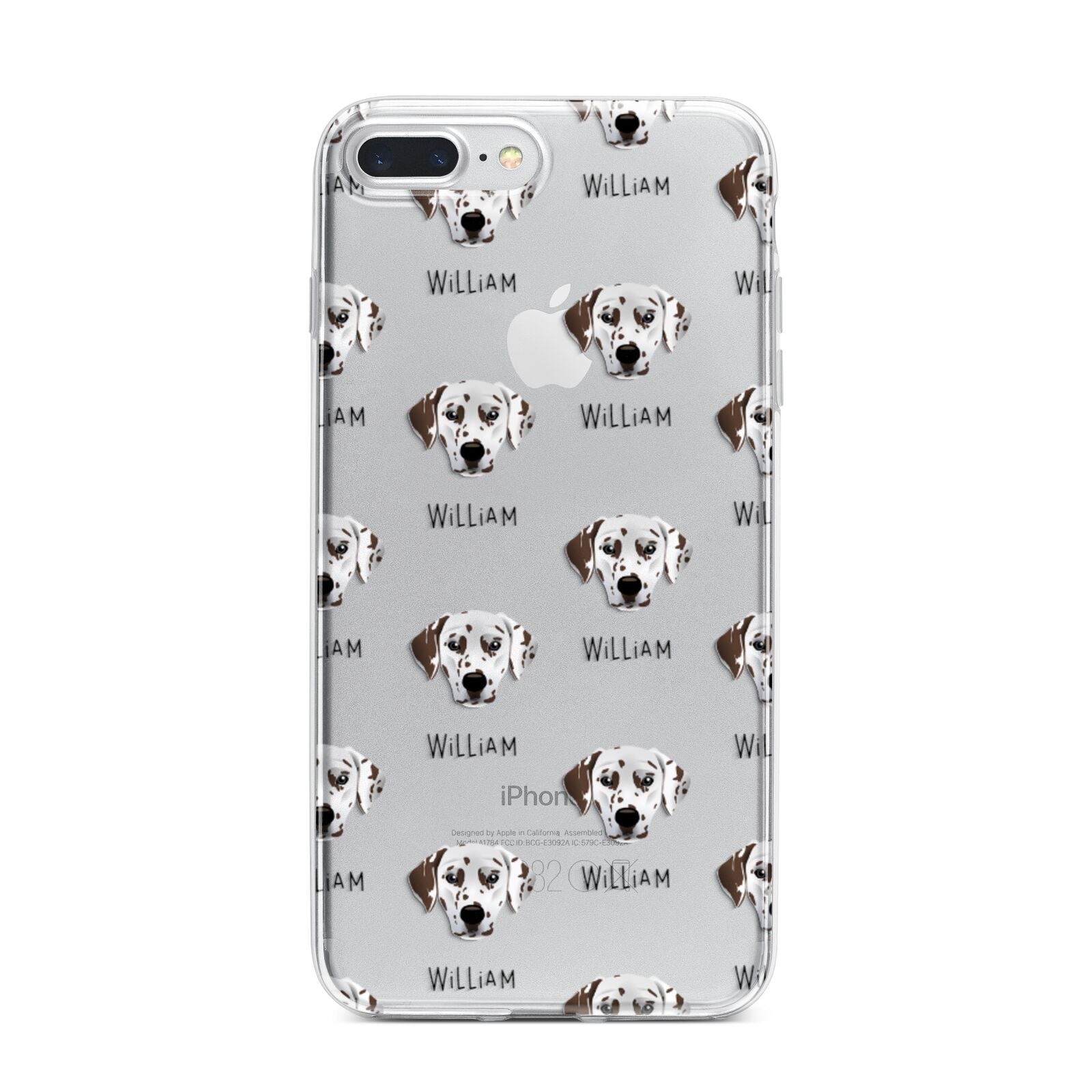Dalmatian Icon with Name iPhone 7 Plus Bumper Case on Silver iPhone