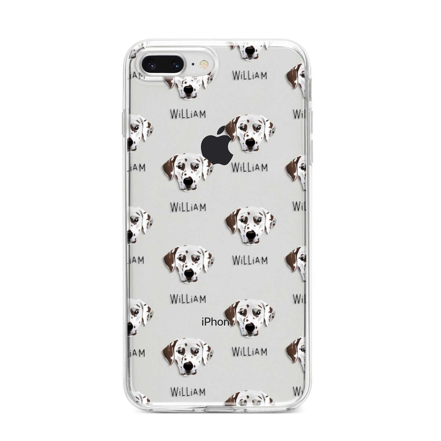 Dalmatian Icon with Name iPhone 8 Plus Bumper Case on Silver iPhone