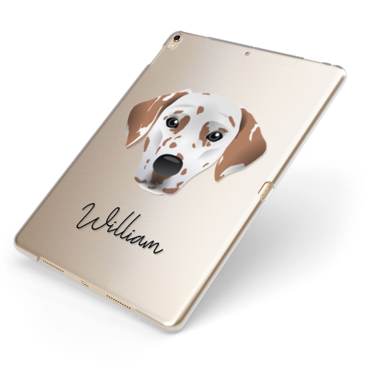 Dalmatian Personalised Apple iPad Case on Gold iPad Side View