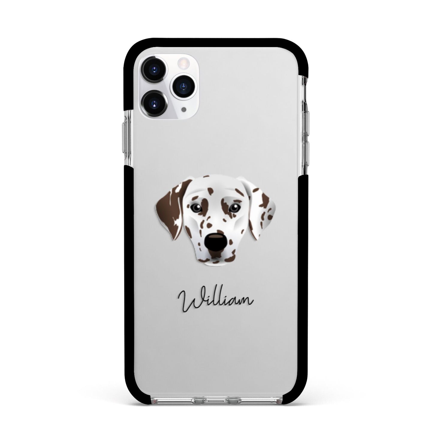 Dalmatian Personalised Apple iPhone 11 Pro Max in Silver with Black Impact Case