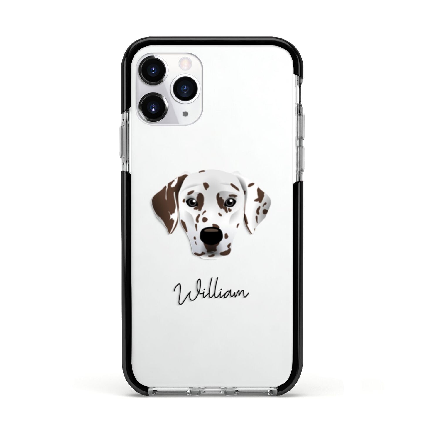 Dalmatian Personalised Apple iPhone 11 Pro in Silver with Black Impact Case