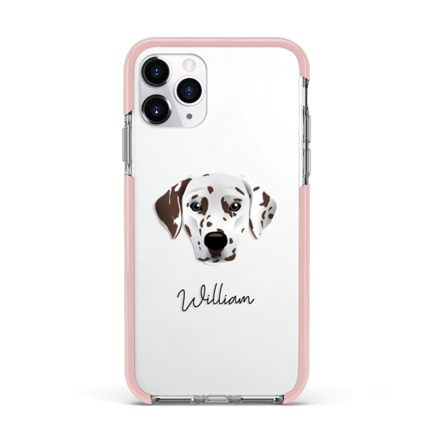 Dalmatian Personalised Apple iPhone 11 Pro in Silver with Pink Impact Case