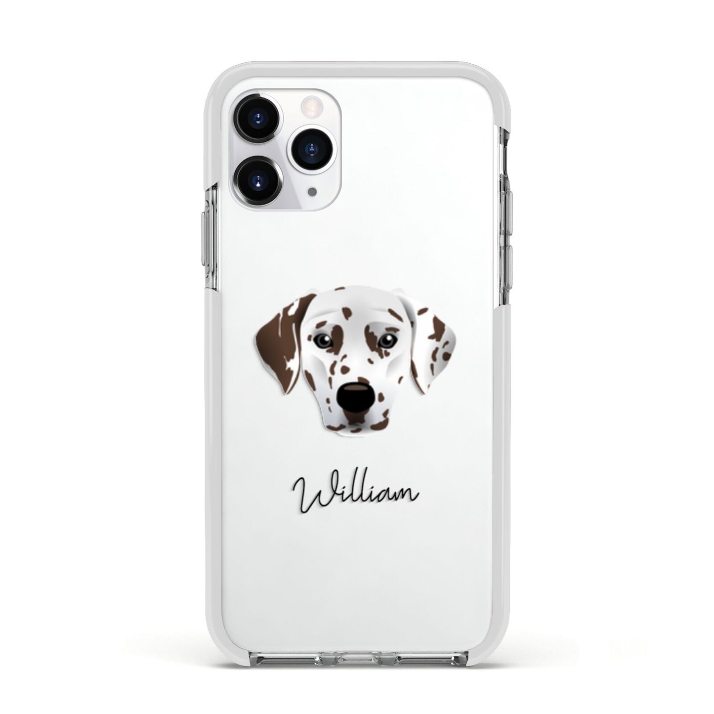 Dalmatian Personalised Apple iPhone 11 Pro in Silver with White Impact Case