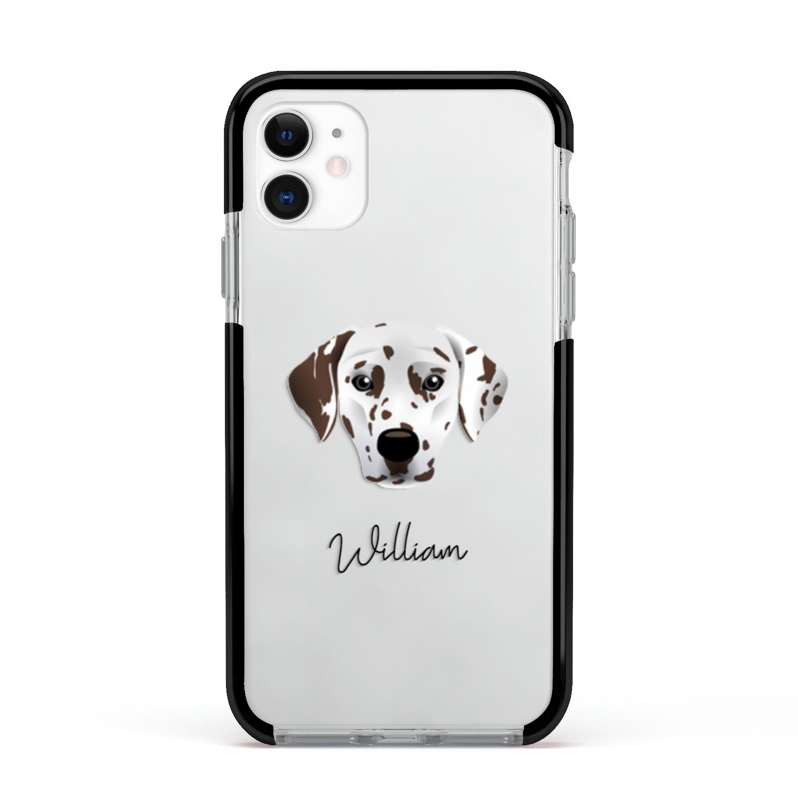 Dalmatian Personalised Apple iPhone 11 in White with Black Impact Case