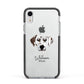 Dalmatian Personalised Apple iPhone XR Impact Case Black Edge on Silver Phone