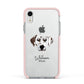 Dalmatian Personalised Apple iPhone XR Impact Case Pink Edge on Silver Phone