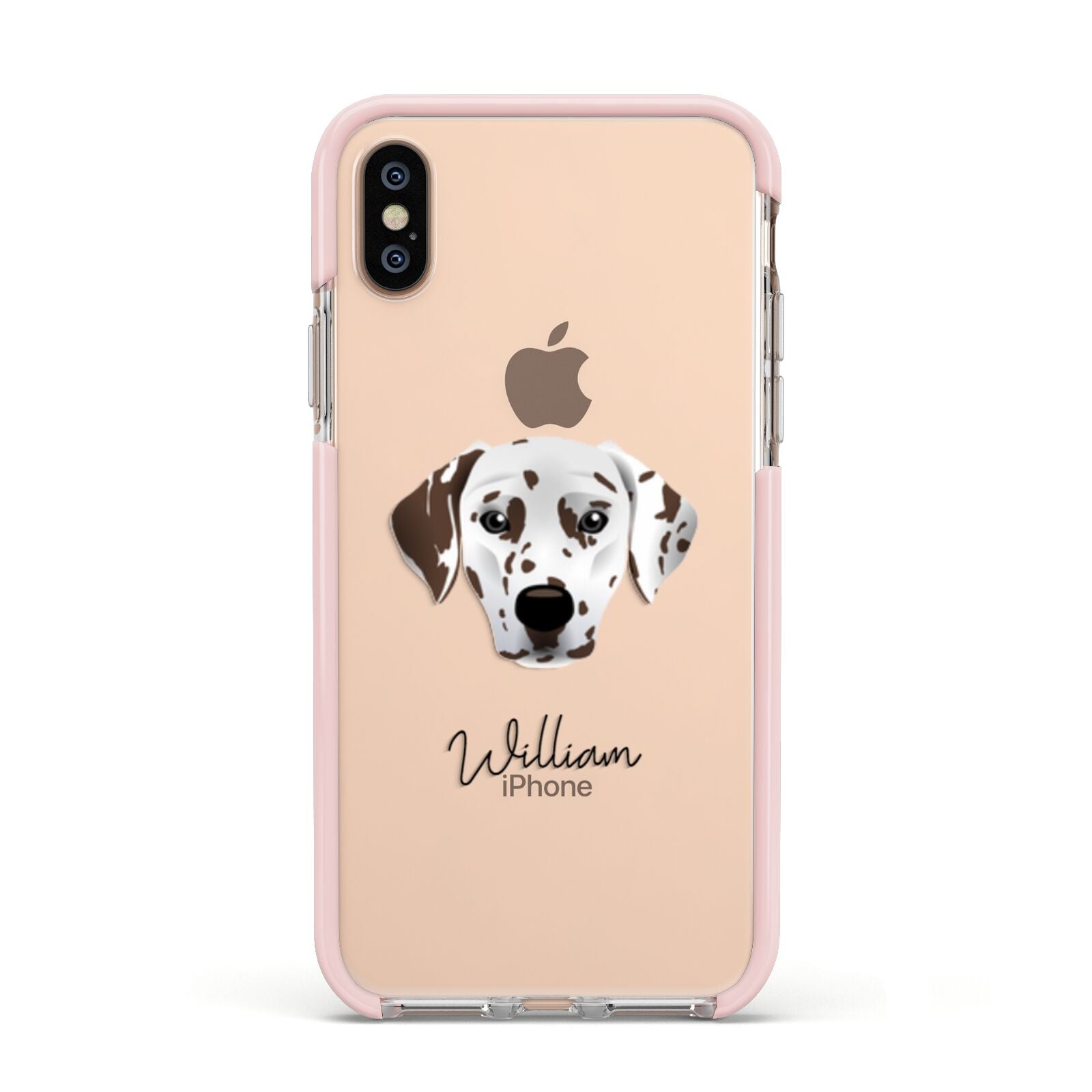 Dalmatian Personalised Apple iPhone Xs Impact Case Pink Edge on Gold Phone
