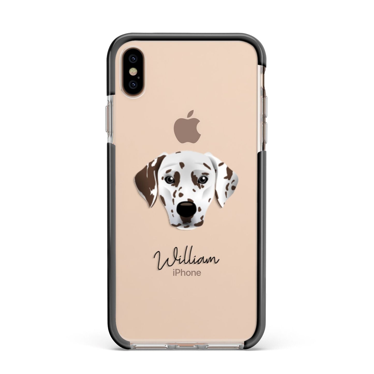 Dalmatian Personalised Apple iPhone Xs Max Impact Case Black Edge on Gold Phone