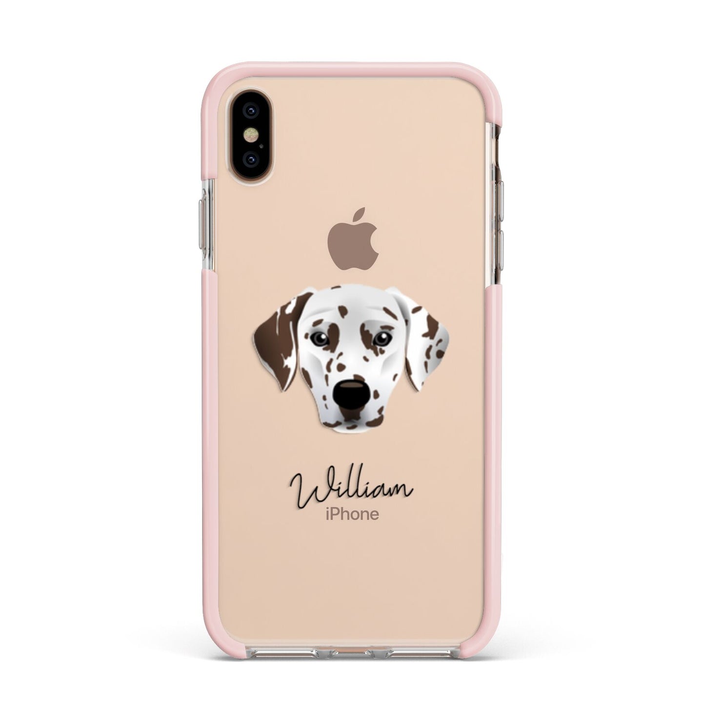 Dalmatian Personalised Apple iPhone Xs Max Impact Case Pink Edge on Gold Phone
