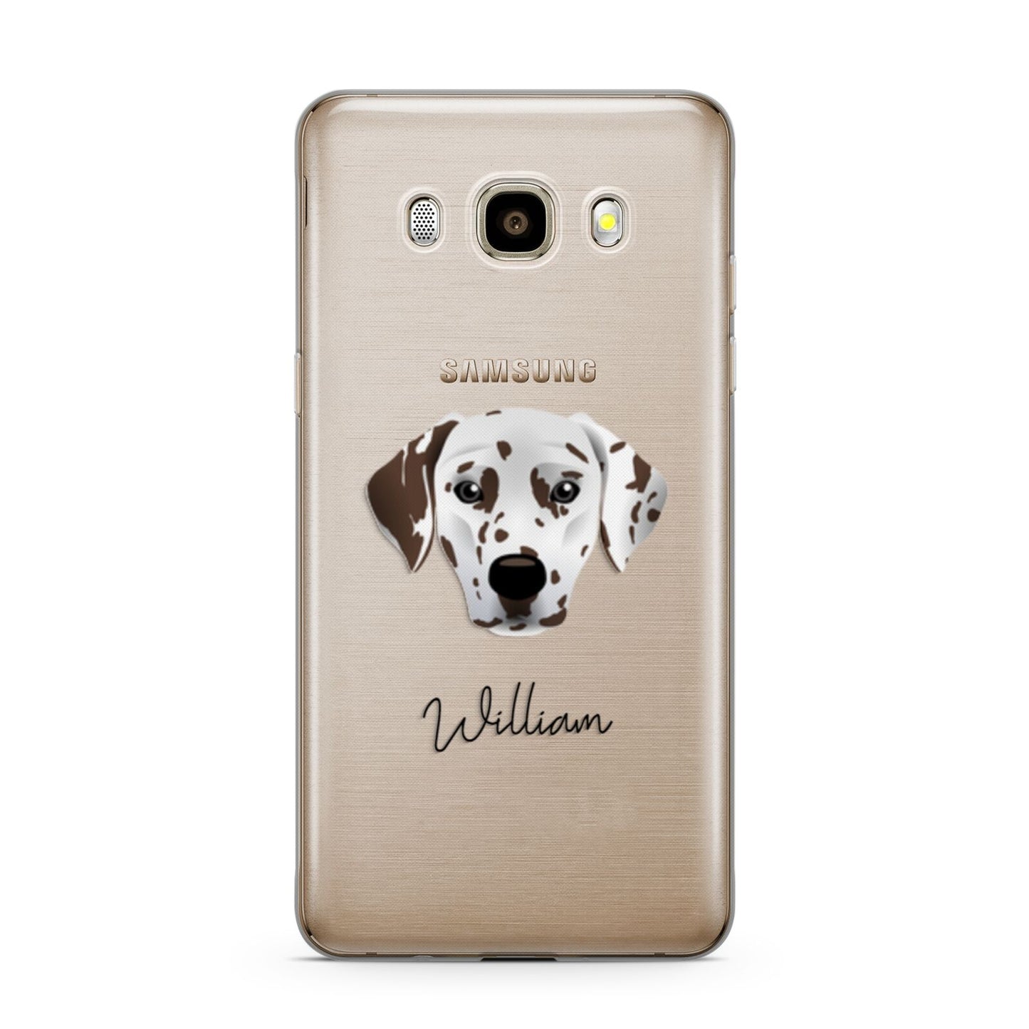Dalmatian Personalised Samsung Galaxy J7 2016 Case on gold phone