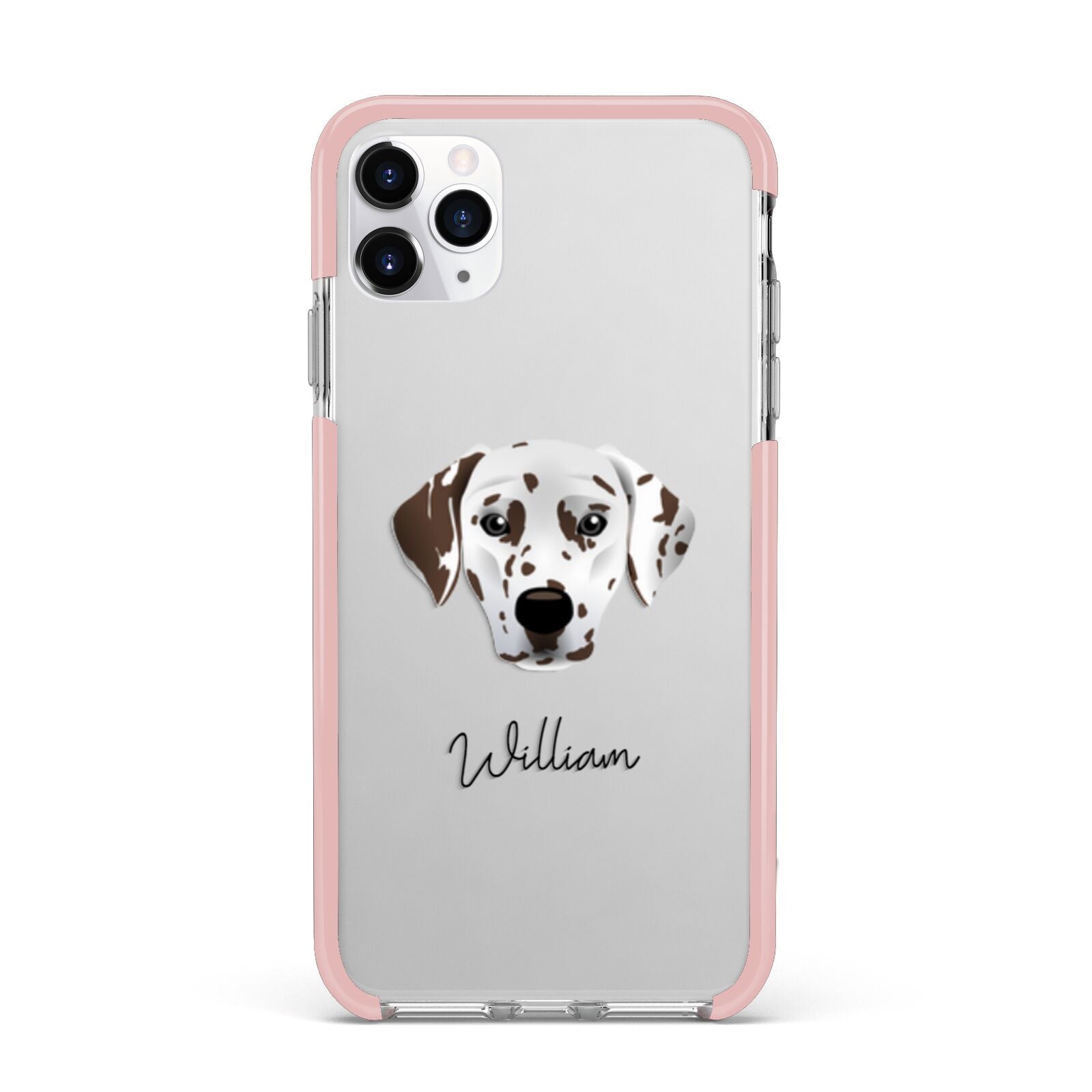 Dalmatian Personalised iPhone 11 Pro Max Impact Pink Edge Case