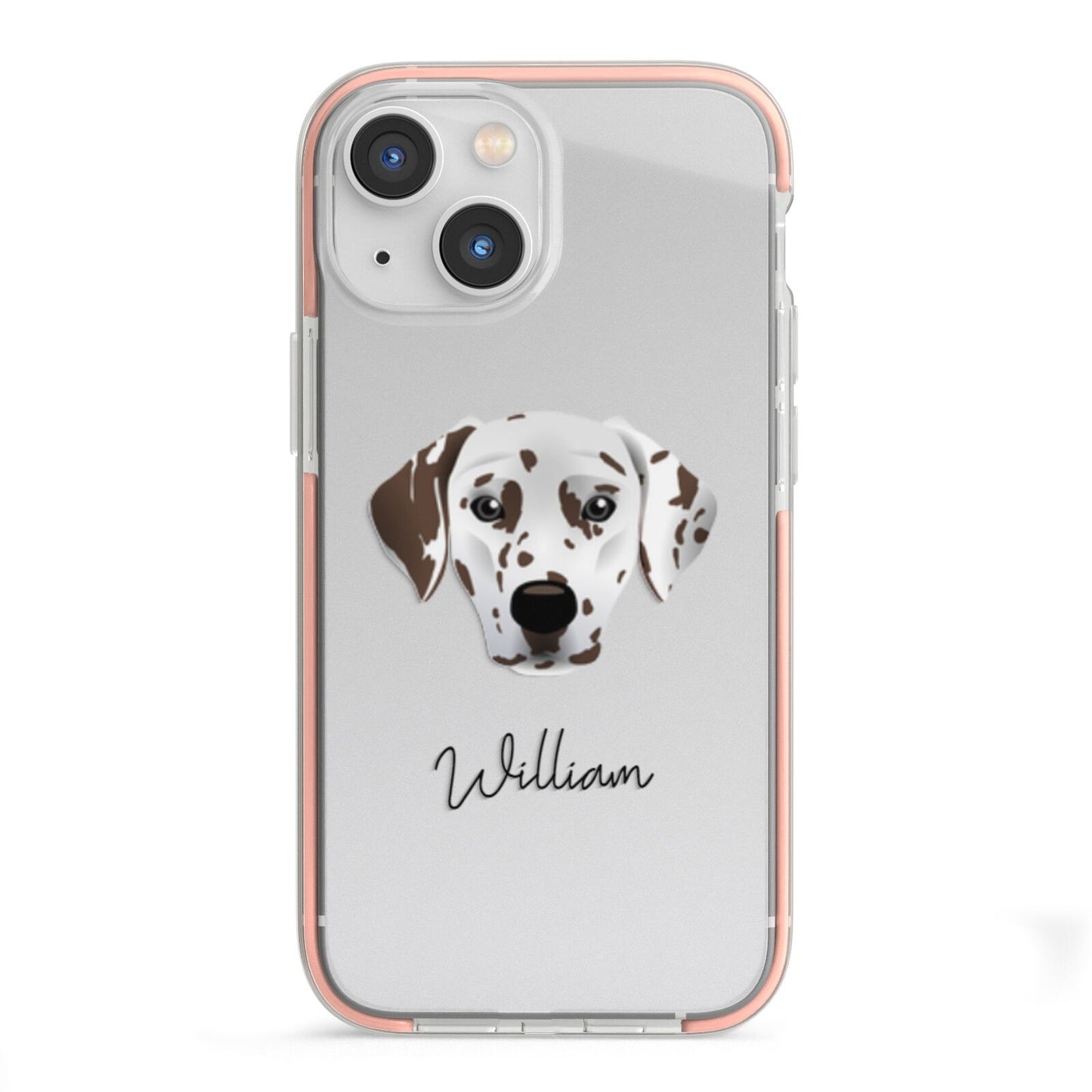 Dalmatian Personalised iPhone 13 Mini TPU Impact Case with Pink Edges