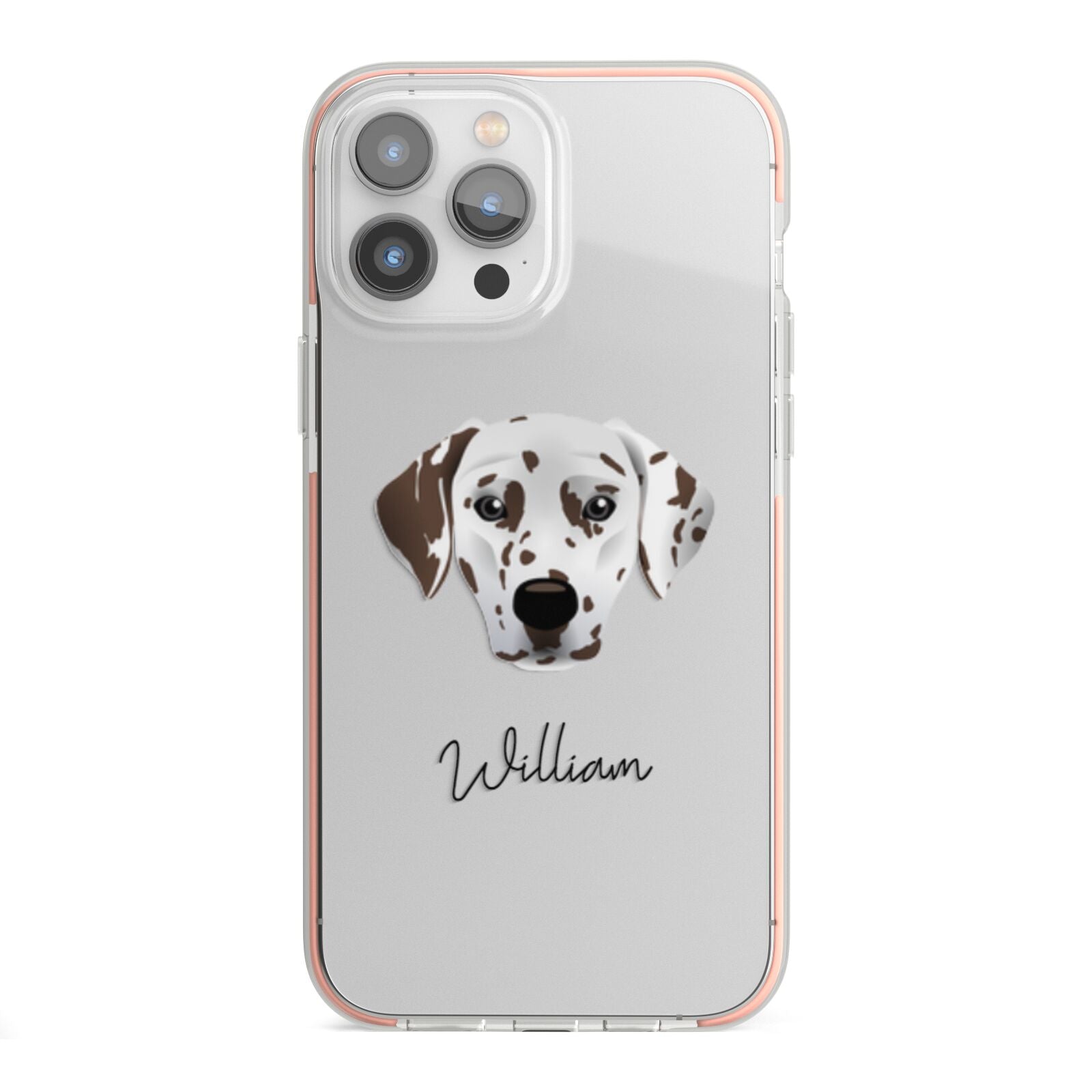 Dalmatian Personalised iPhone 13 Pro Max TPU Impact Case with Pink Edges