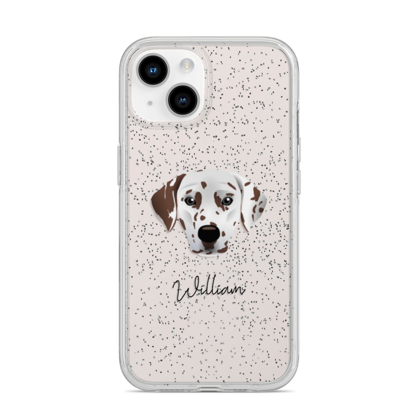 Dalmatian Personalised iPhone 14 Glitter Tough Case Starlight