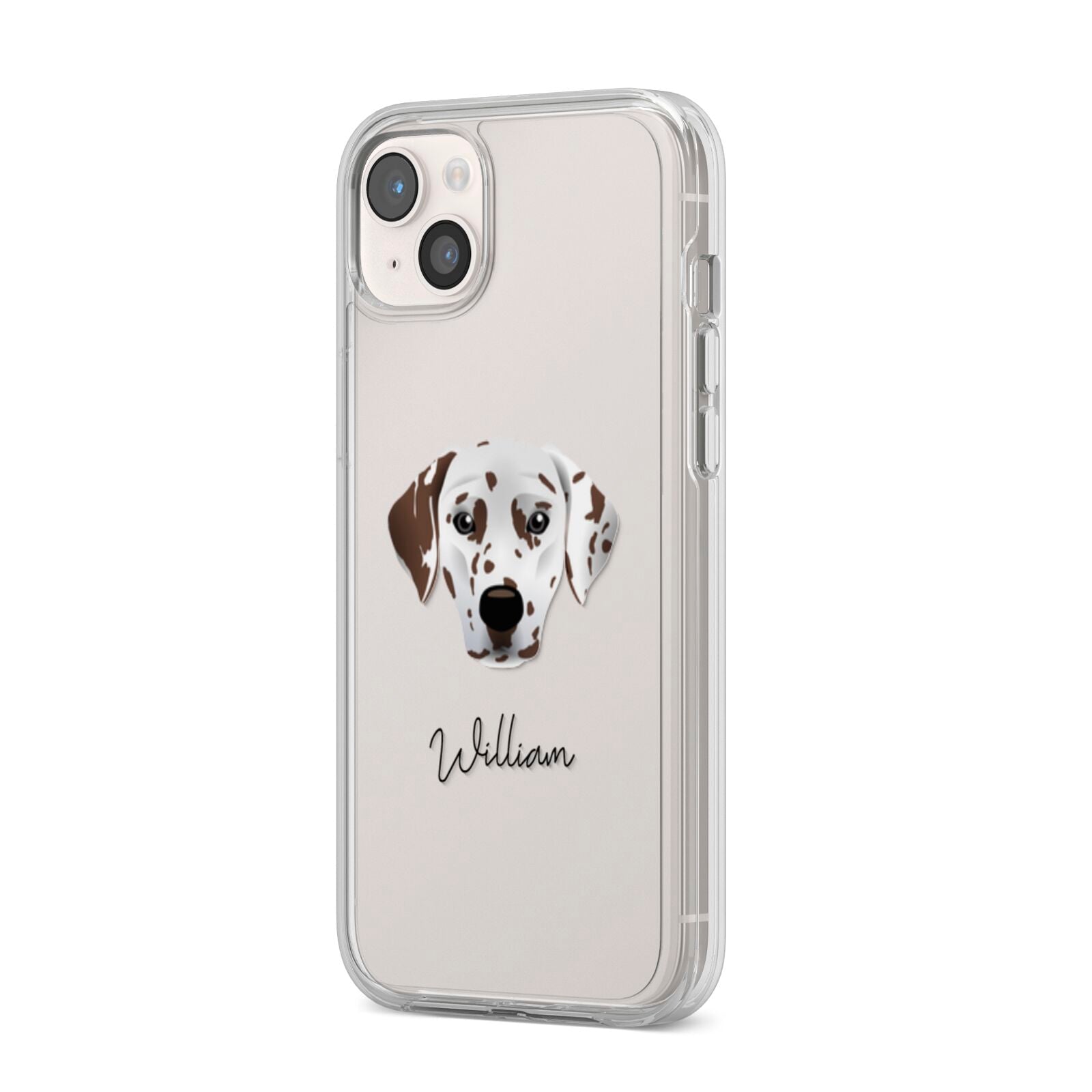 Dalmatian Personalised iPhone 14 Plus Clear Tough Case Starlight Angled Image