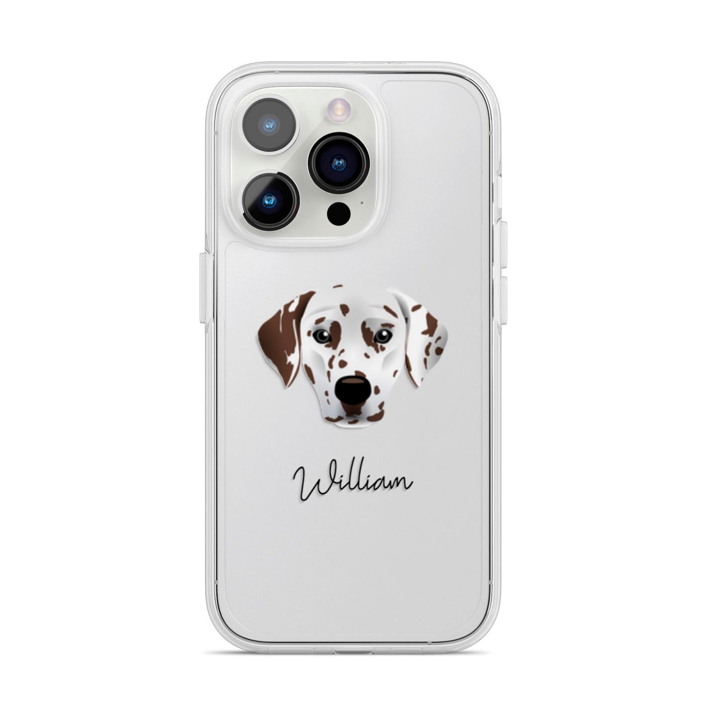 Dalmatian Personalised iPhone 14 Pro Clear Tough Case Silver