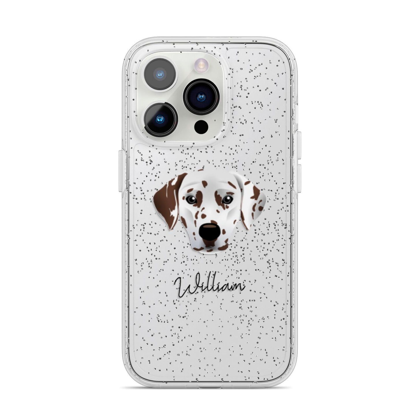 Dalmatian Personalised iPhone 14 Pro Glitter Tough Case Silver