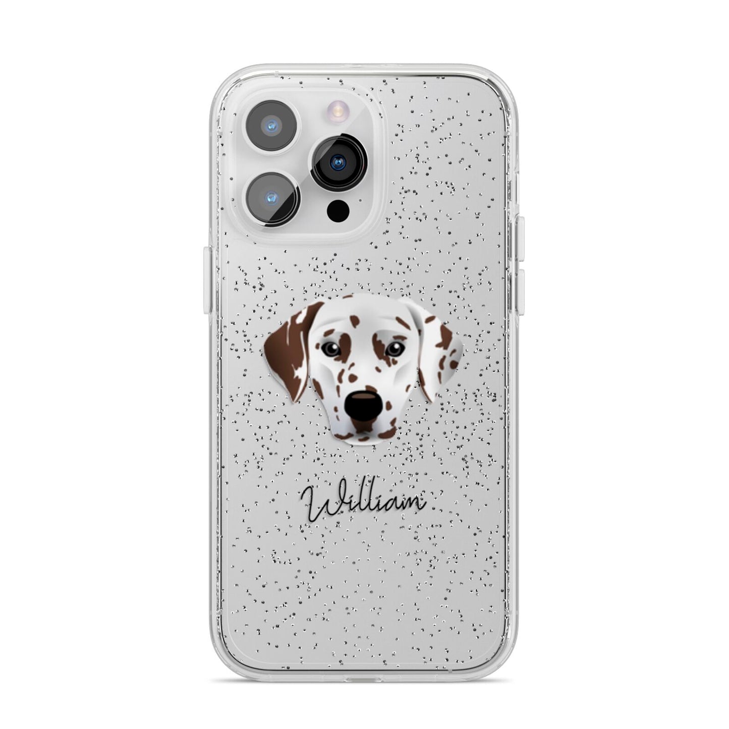 Dalmatian Personalised iPhone 14 Pro Max Glitter Tough Case Silver