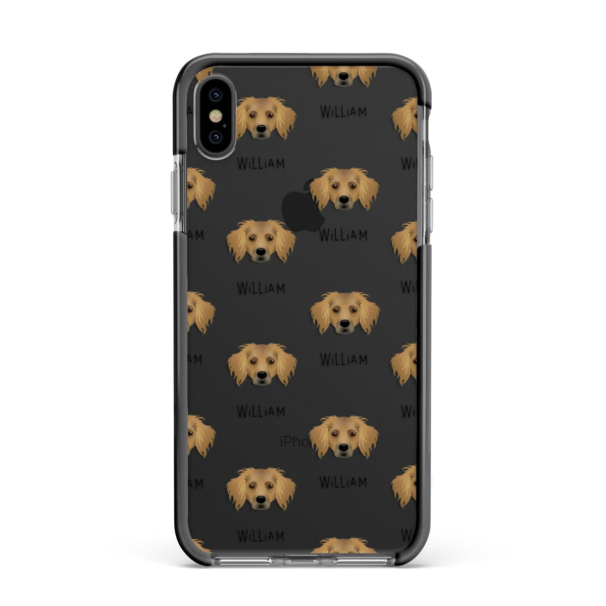 Dameranian Icon with Name Apple iPhone Xs Max Impact Case Black Edge on Black Phone