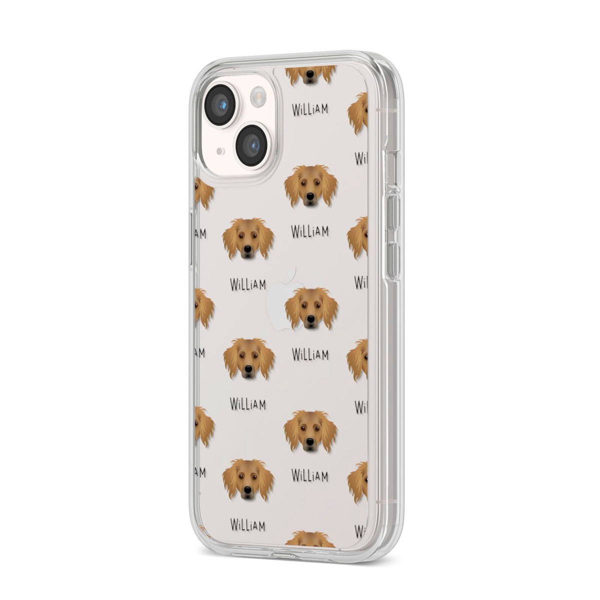 Dameranian Icon with Name iPhone 14 Clear Tough Case Starlight Angled Image