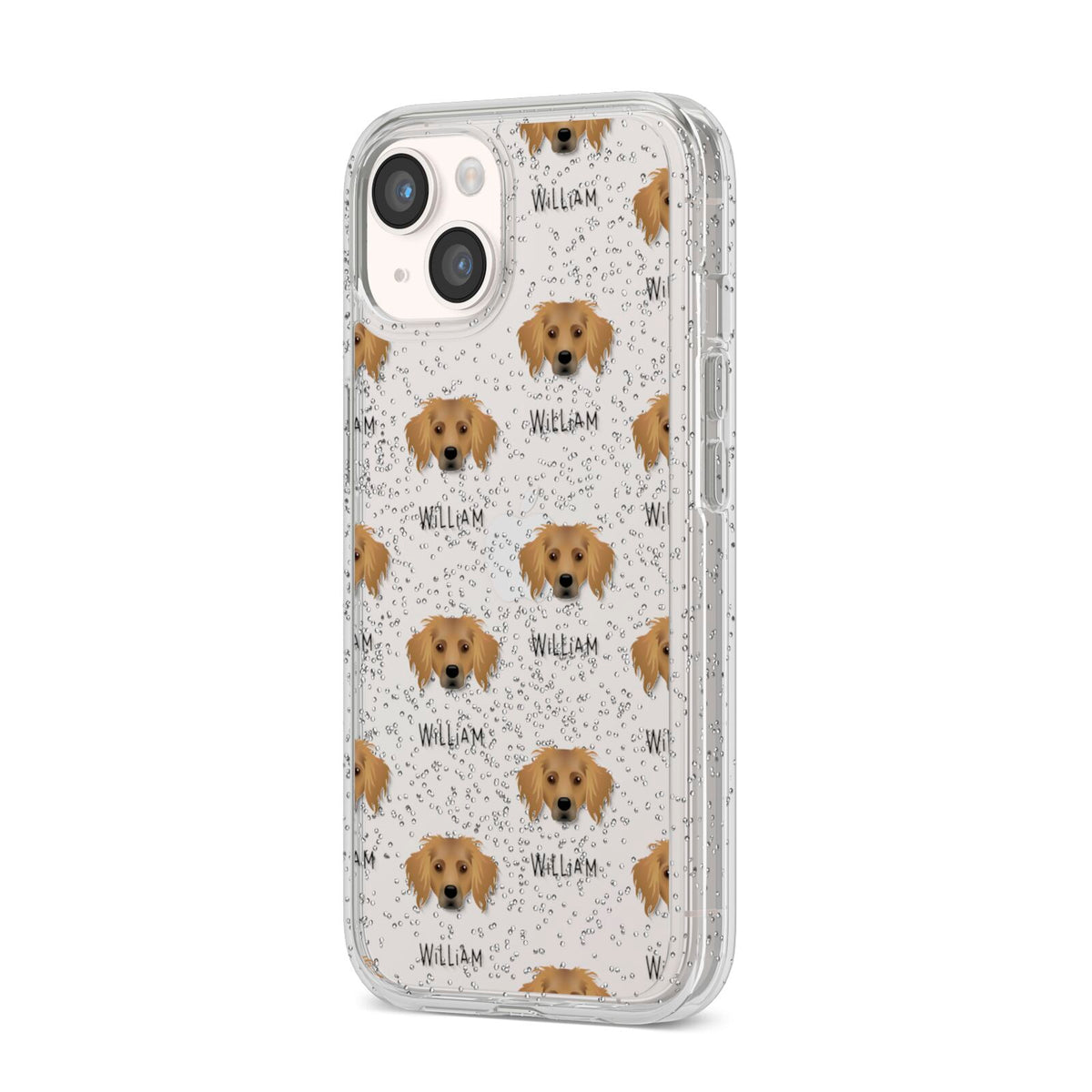 Dameranian Icon with Name iPhone 14 Glitter Tough Case Starlight Angled Image