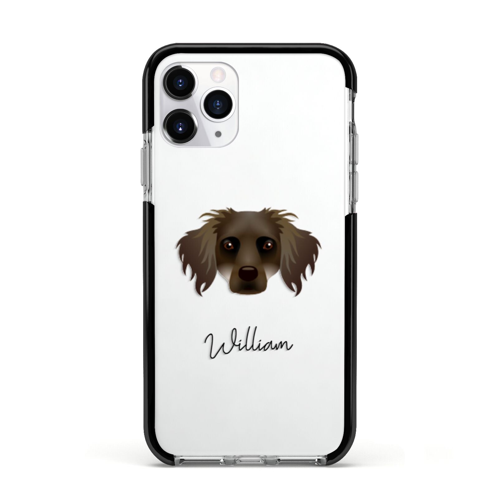 Dameranian Personalised Apple iPhone 11 Pro in Silver with Black Impact Case