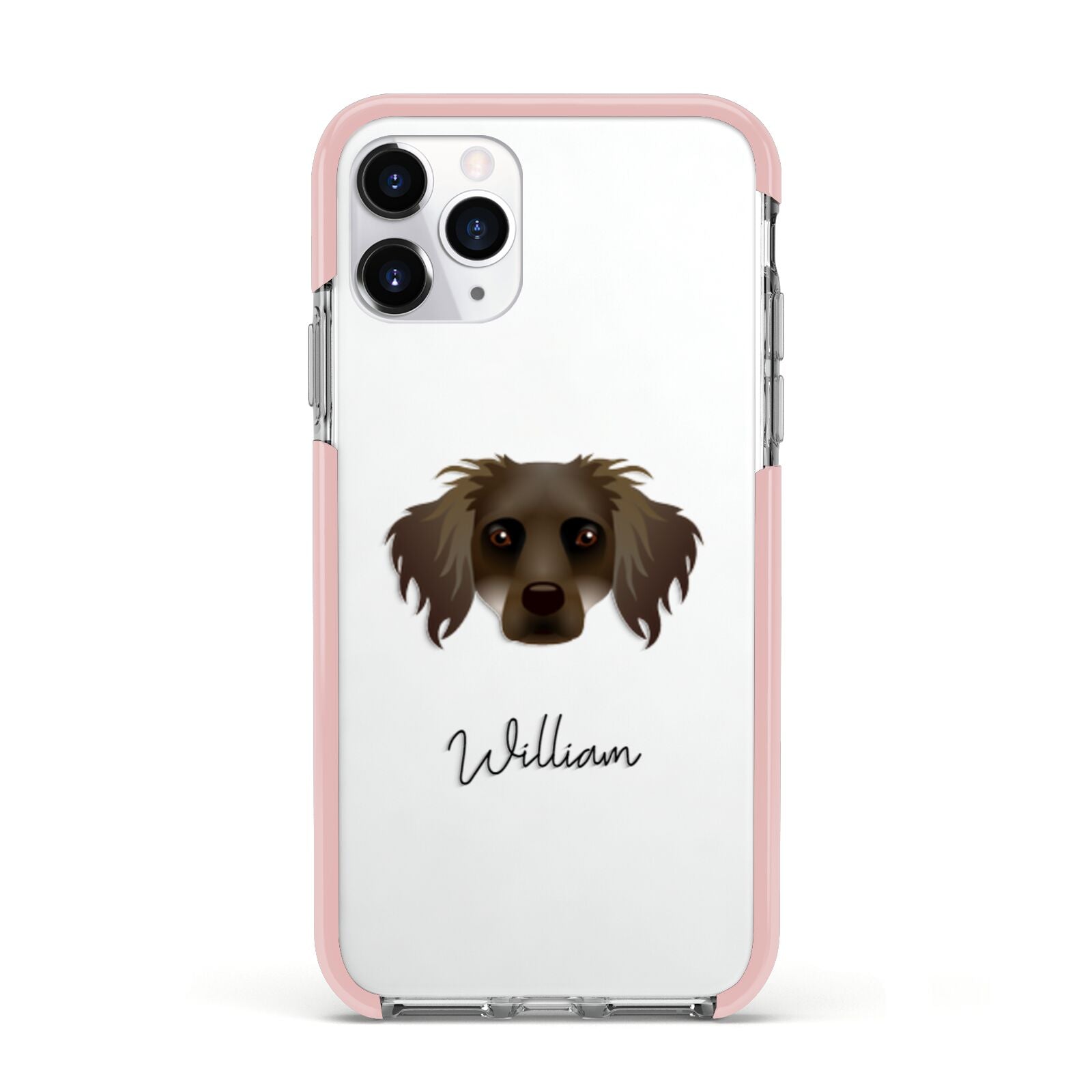 Dameranian Personalised Apple iPhone 11 Pro in Silver with Pink Impact Case