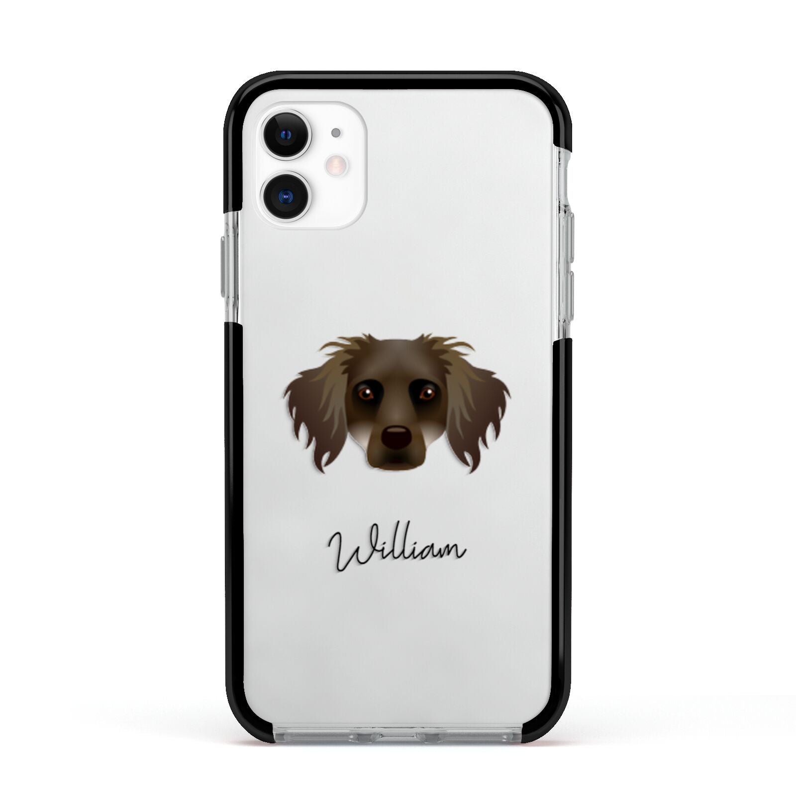 Dameranian Personalised Apple iPhone 11 in White with Black Impact Case