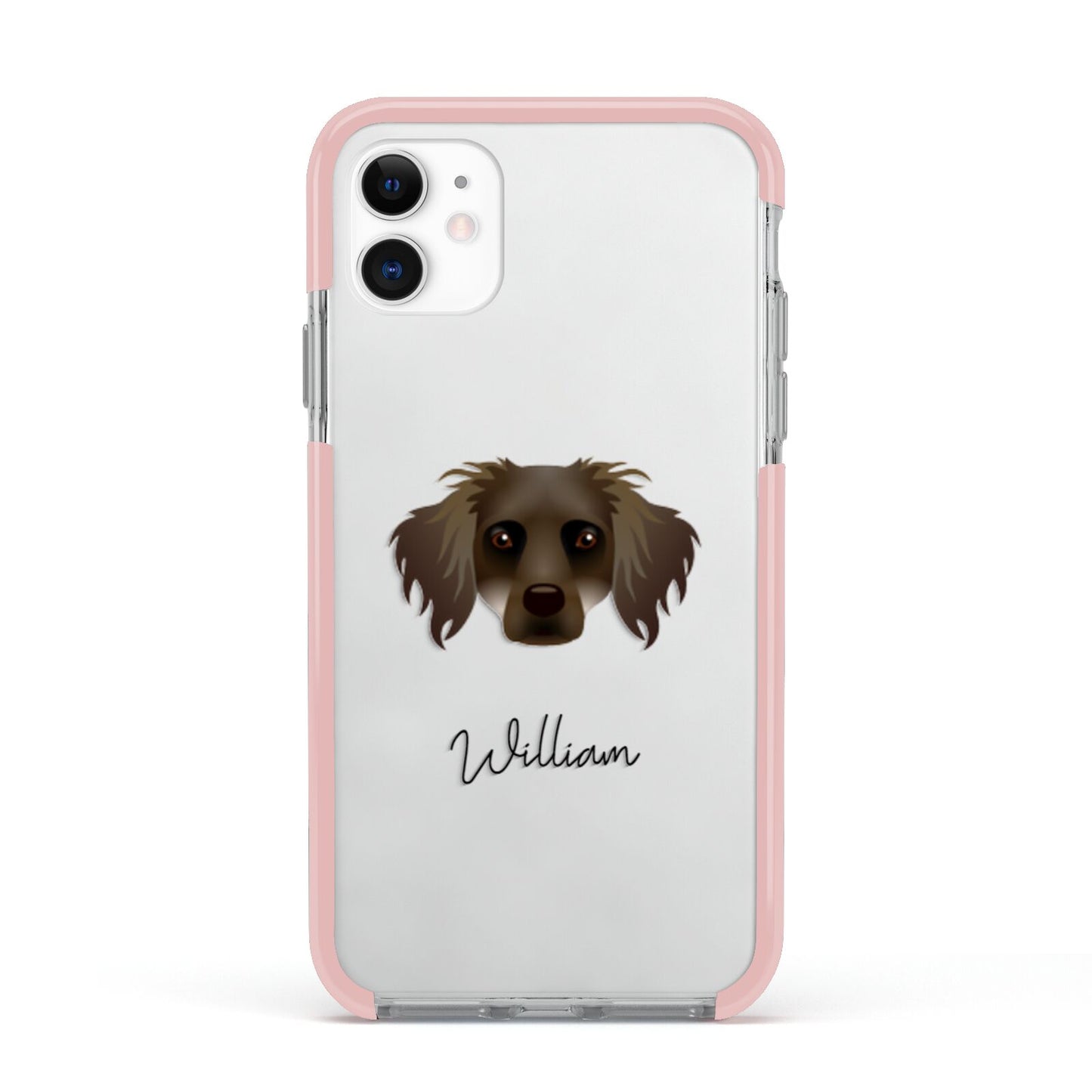 Dameranian Personalised Apple iPhone 11 in White with Pink Impact Case