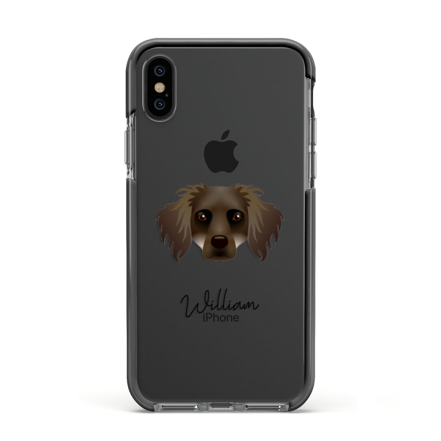 Dameranian Personalised Apple iPhone Xs Impact Case Black Edge on Black Phone