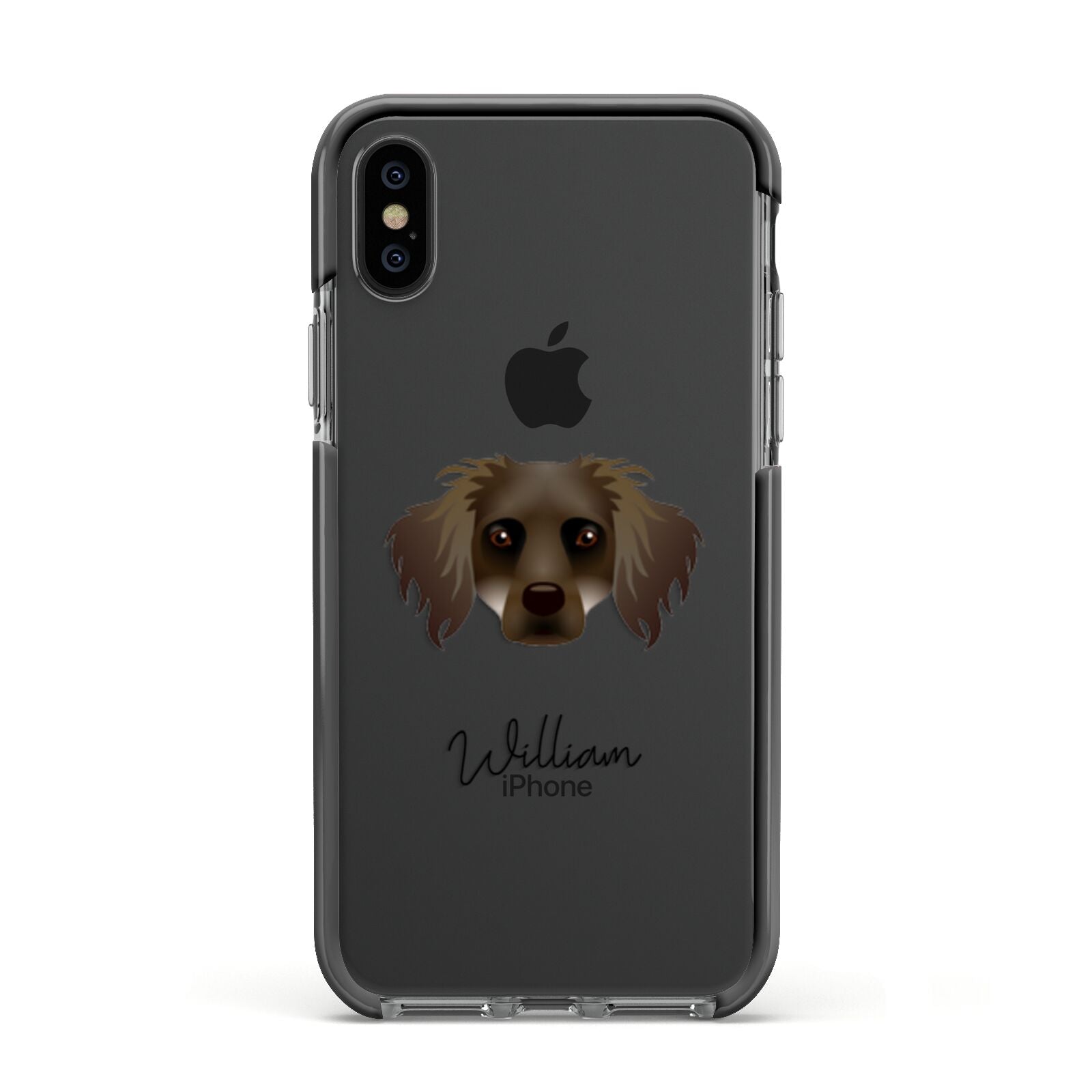 Dameranian Personalised Apple iPhone Xs Impact Case Black Edge on Black Phone