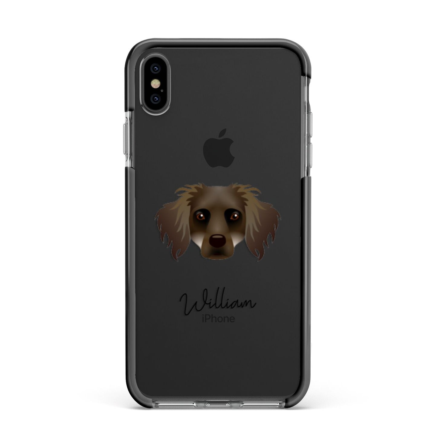 Dameranian Personalised Apple iPhone Xs Max Impact Case Black Edge on Black Phone