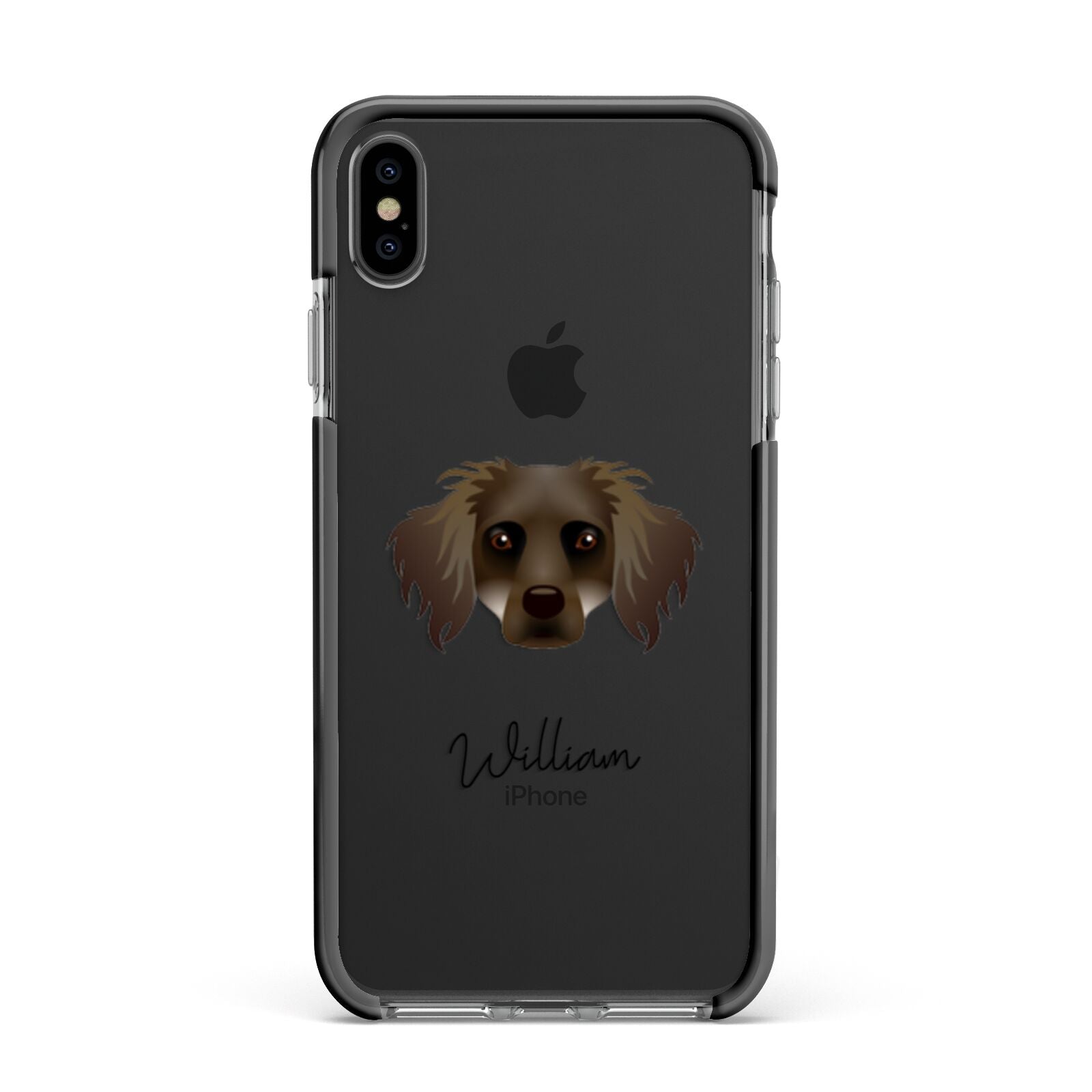 Dameranian Personalised Apple iPhone Xs Max Impact Case Black Edge on Black Phone