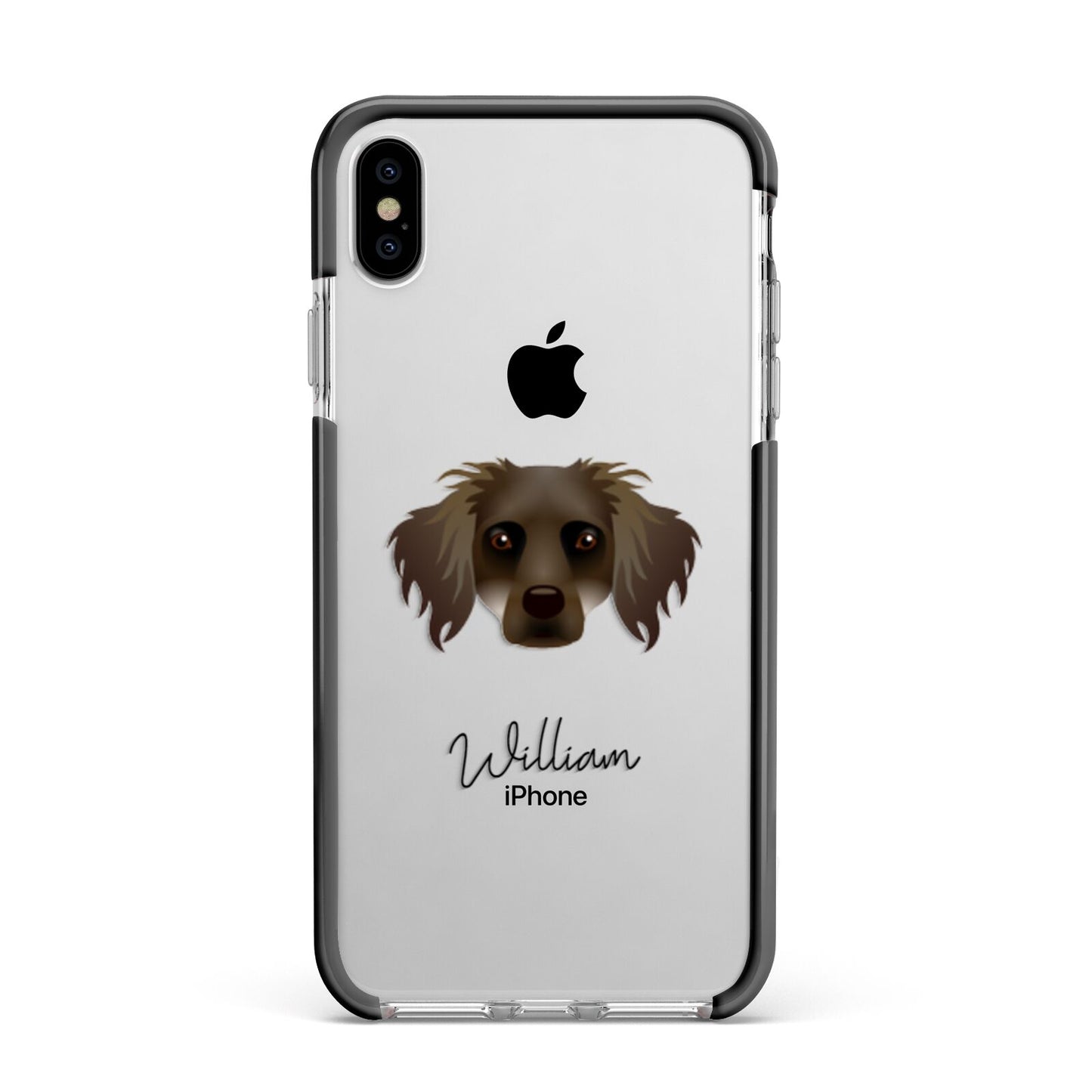 Dameranian Personalised Apple iPhone Xs Max Impact Case Black Edge on Silver Phone