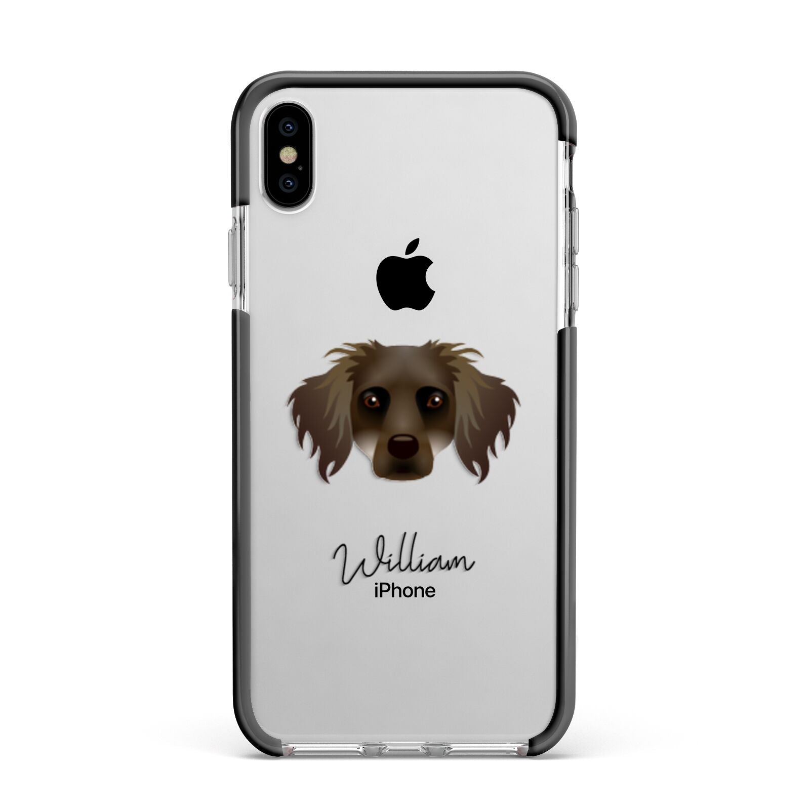 Dameranian Personalised Apple iPhone Xs Max Impact Case Black Edge on Silver Phone