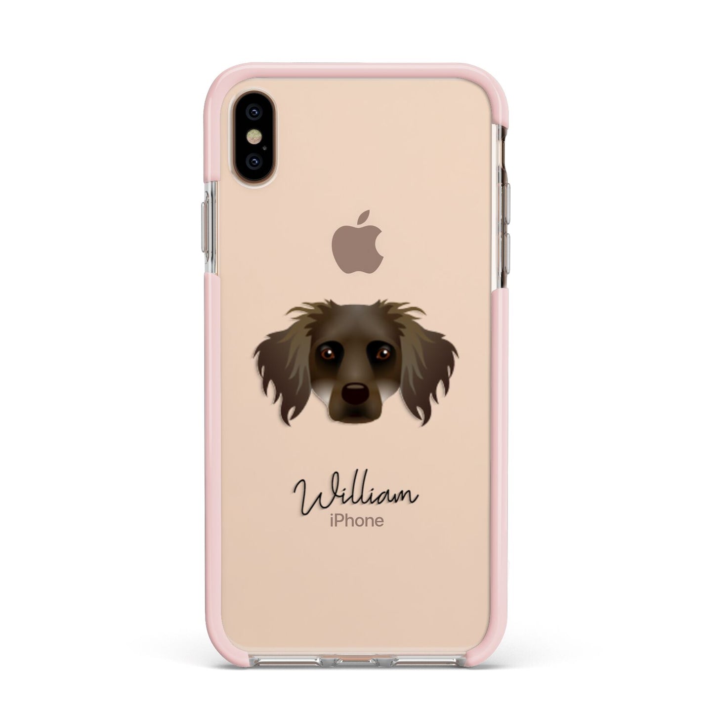 Dameranian Personalised Apple iPhone Xs Max Impact Case Pink Edge on Gold Phone