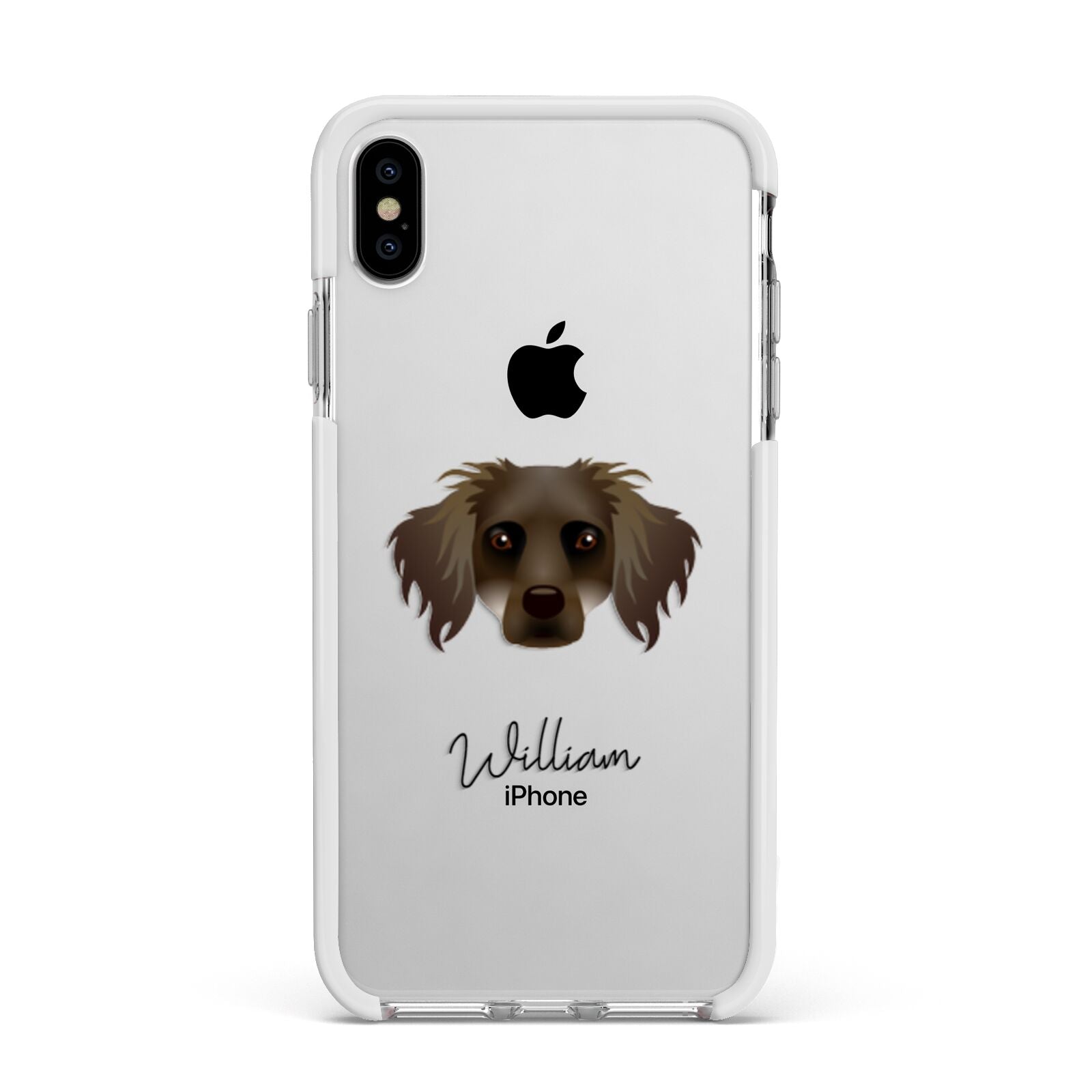 Dameranian Personalised Apple iPhone Xs Max Impact Case White Edge on Silver Phone