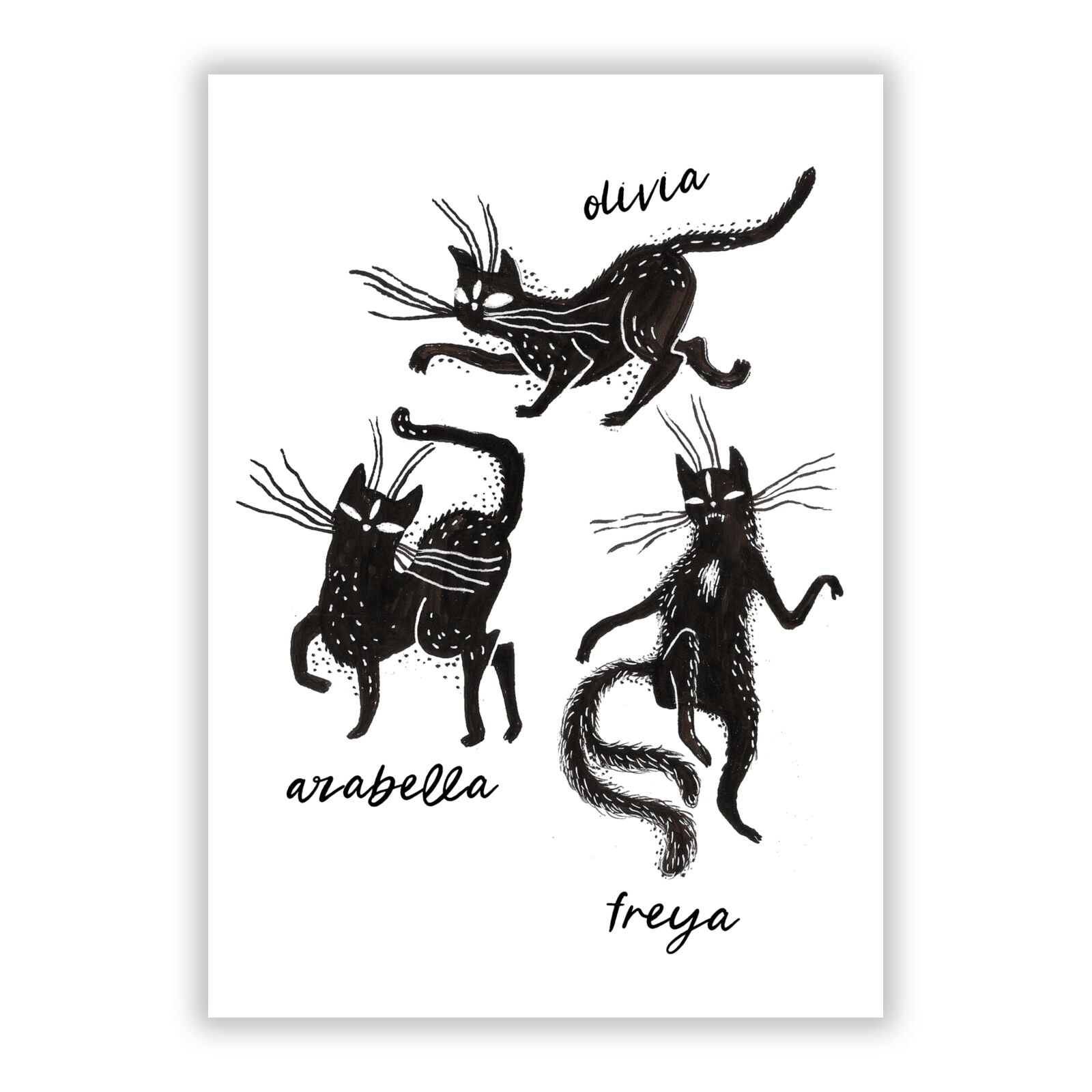Dancing Cats Halloween A5 Flat Greetings Card